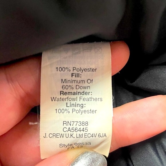 J Crew Black Cream Herringbone Down Puffer Vest Black Trim Sz XS - Picture 4 of 6